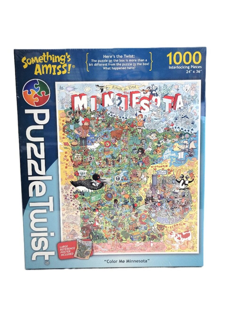 PuzzleTwist Color Me Minnesota 1000 Piece Jigsaw Puzzle Somethings Amiss NIB